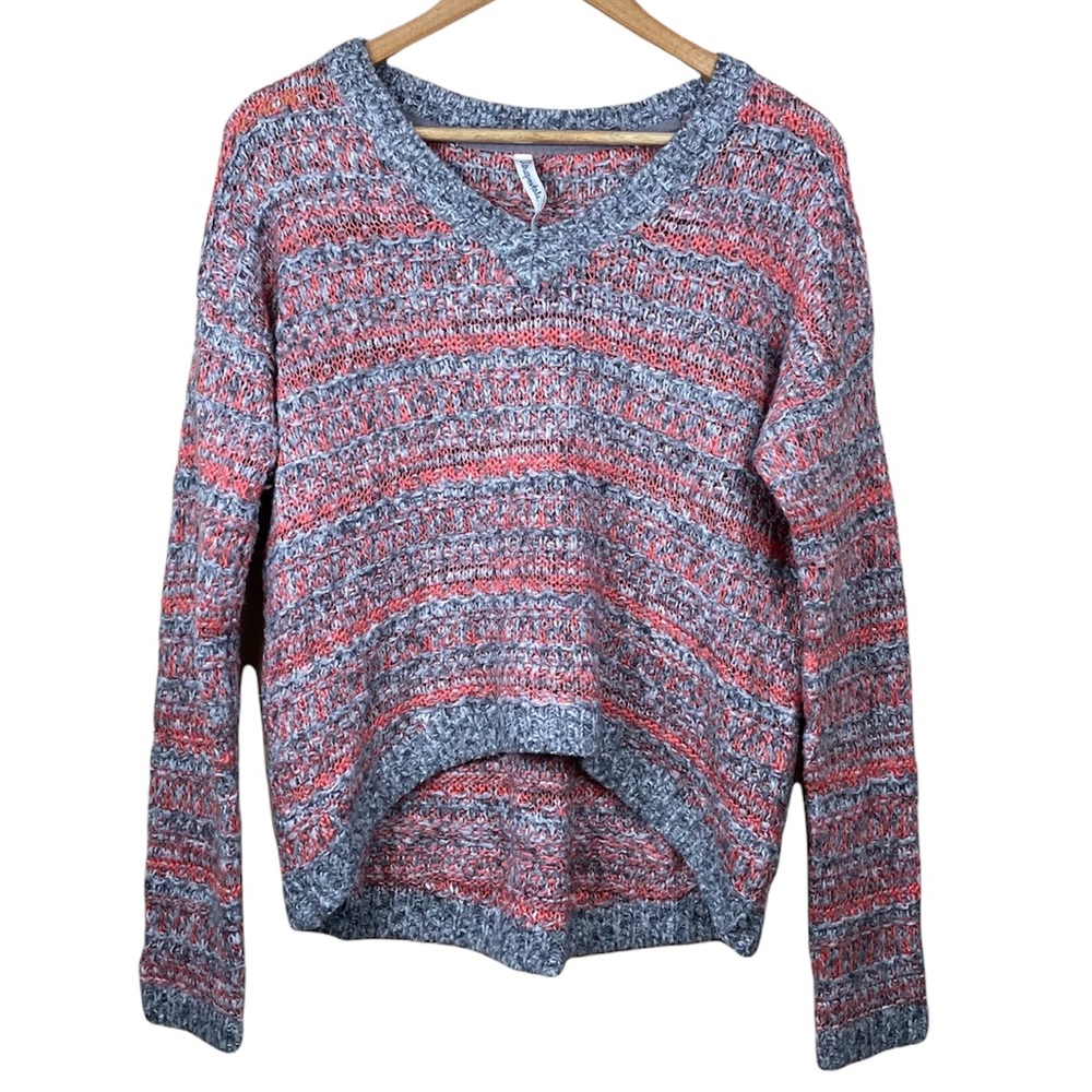 Aeropostale Pink and Gray Knit Sweater Womens Size Large